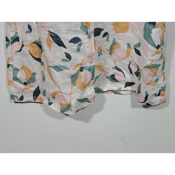 Rachel Zoe Large Button Down Multicolored Linen Shirt Tulip Print Shirt Dress - Picture 5 of 11